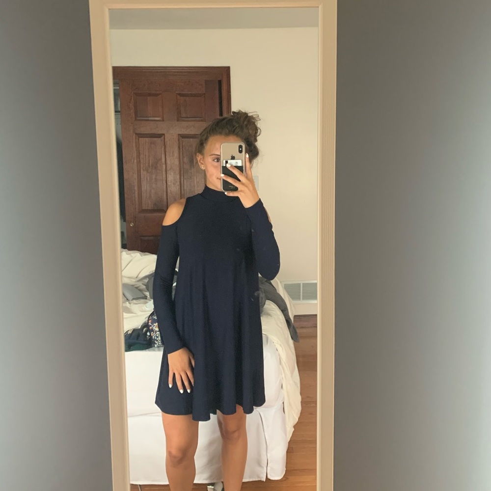 Cute Blue Long Sleeve Dress